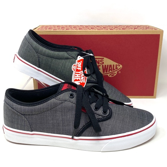 VANS Atwood Textile Black Grey Red Low Top Canvas Men’s Sneakers VN000KC46EZ - Picture 8 of 13